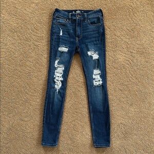 Hollister Blue Skinny Jeans with Distressed Details